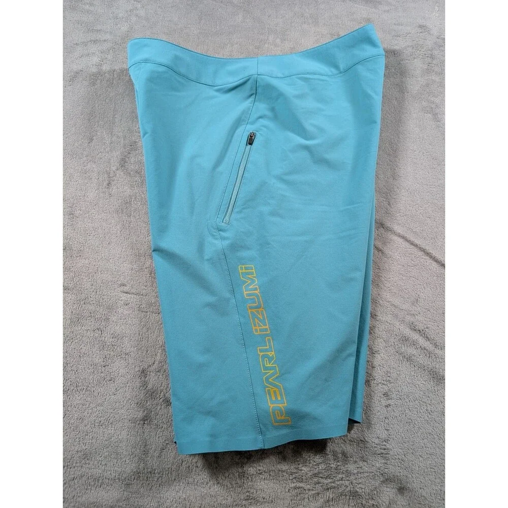 Pearl Izumi Elevate Shell Shorts Mens 32 Mystic Blue Cycling MTB Spell Out Logo
